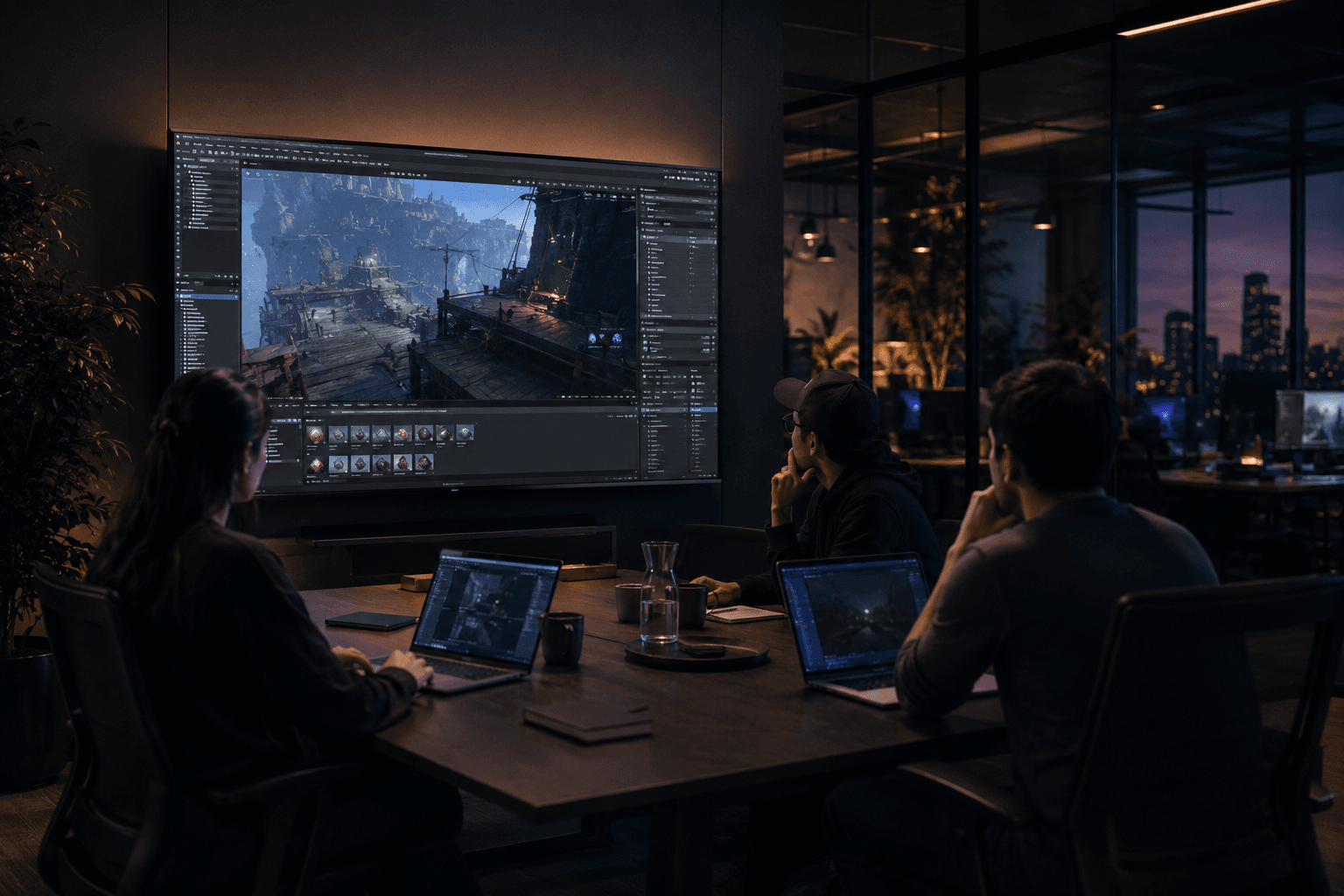 A games studio team at work